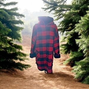 CLOTH BY DESIGN BUFFALO PLAID HOODED COAT Size Large